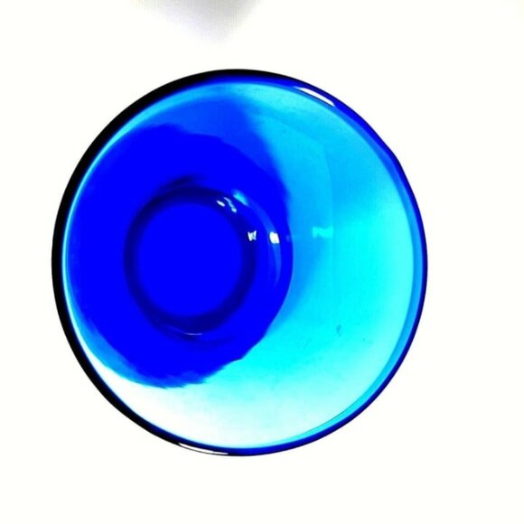 Vintage Hand Blown Bulb Vase Cobalt Blue Floral Vase 9" Tall - Picture 4 of 5